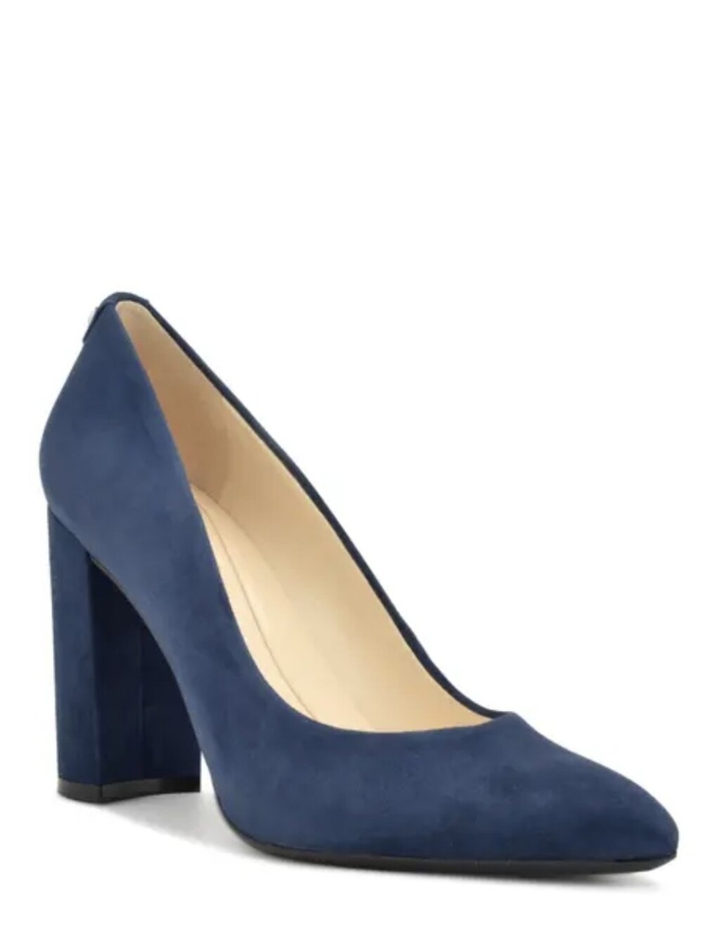 Nine West Astoria Chunky Heel. Blue Suede Pumps. Size 8. Point Toe